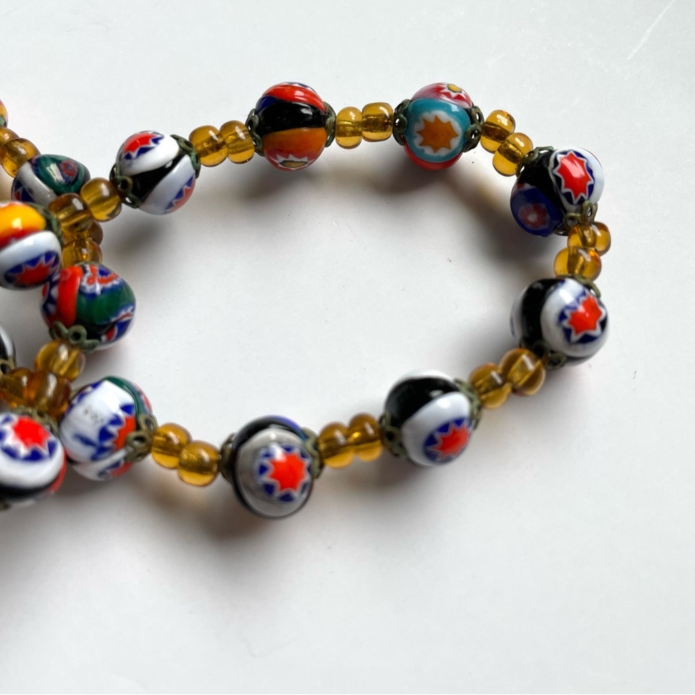 Gorgeous vintage Murano/Venetian style art glass millefiori necklace barrel clas - Picture 12 of 12